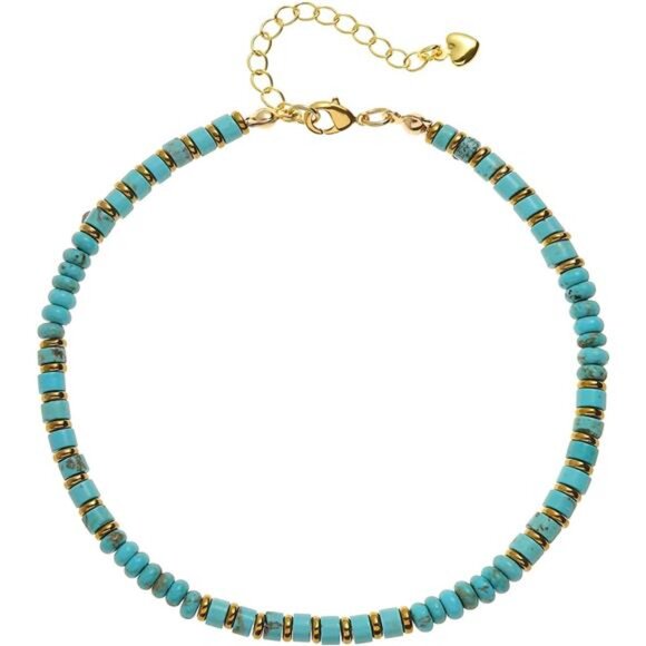 Natural Stone Beaded Anklets for Women Handmade Beach Boho Turquoise - Picture 1 of 6